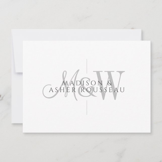 Couple Monogram Minimalist Script & Serif Card (Front)