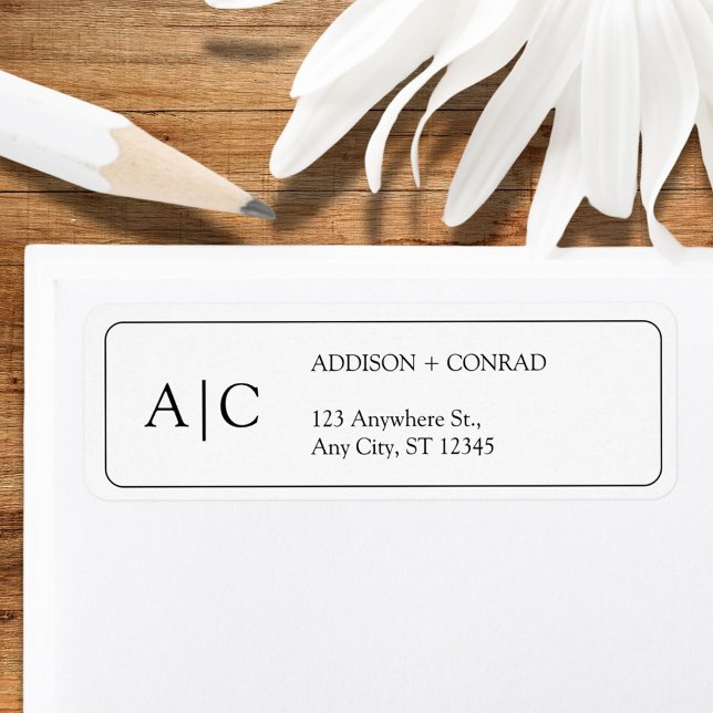 Couple Monogram Minimalist White Return Address (Creator Uploaded)