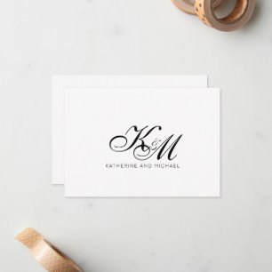 Couple Monogram Script Initials Name Card