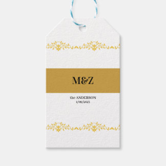 Couple Monogram wedding date decorative boarder Gift Tags
