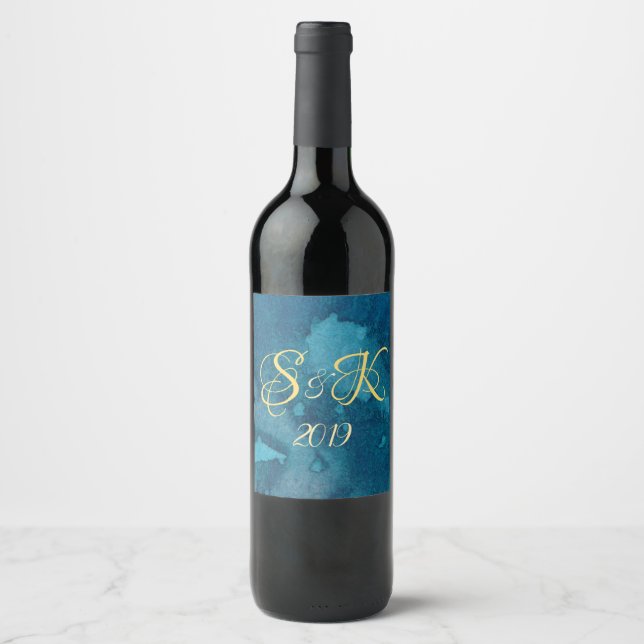 Couple Monogram Wedding Favour Wine Label (Front)