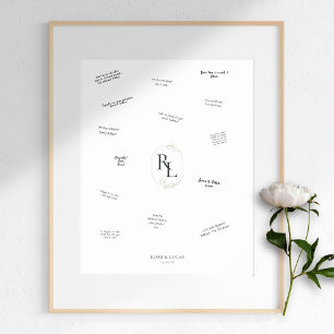 Couple Monogram Wedding Guest Book Alternative