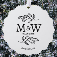 Couple Monogram Wedding Save the Date Botanical
