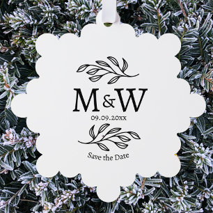 Couple Monogram Wedding Save the Date Botanical Tree Decoration Card
