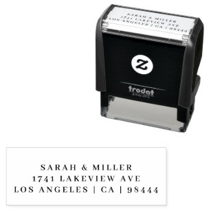 Couple Name Address Modern Minimalist Elegant Self-inking Stamp
