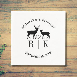 Couple Name Deer Monogram Rustic Country Wedding Napkin