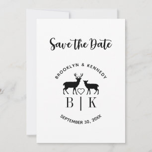 Couple Name Deer Monogram Rustic Country Wedding Save The Date
