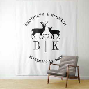 Couple Name Deer Monogram Rustic Country Wedding Tapestry