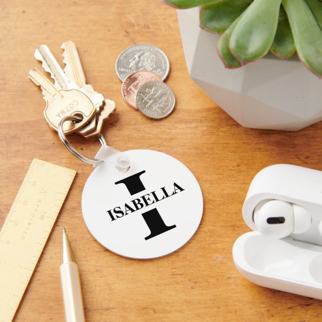 Couple Name Inside Initial Monogram Design Key Ring (Desk)
