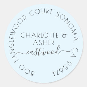 Couple Name Pastel Blue Return Adress Label