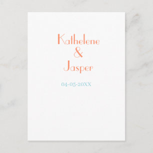 COUPLE NAME PEACH GREEN DATE WEDDING ROMANTIC ELEG POSTCARD