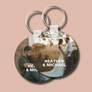 Couple Name Romantic 2 Photo Key Ring