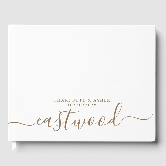 Couple Name Wedding Gold Monogram  Guest Book (Front)