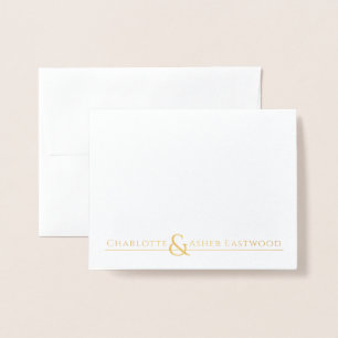 Couple Name Wedding Monogram Gold Foil Card