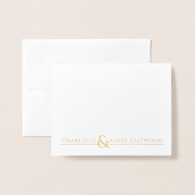 Couple Name Wedding Monogram Gold Foil Foil Card (Front With Envelope)