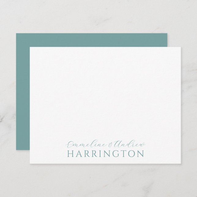 Couple Name Wedding Monogram Pastel Blue Green Card (Front/Back)