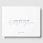 Couple Name Wedding Monogram Pink Script Name Guest Book<br><div class="desc">Personalised wedding monogram guest book,  featuring first names and pretty dusty pink script last name of the married couple. You can change type colours and fonts by clicking on the design tool.</div>