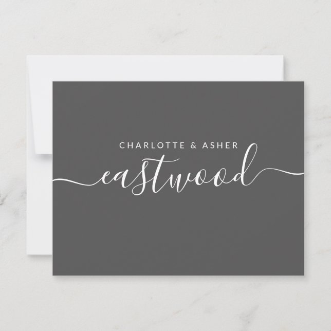 Couple Name White On Black Card (Front)
