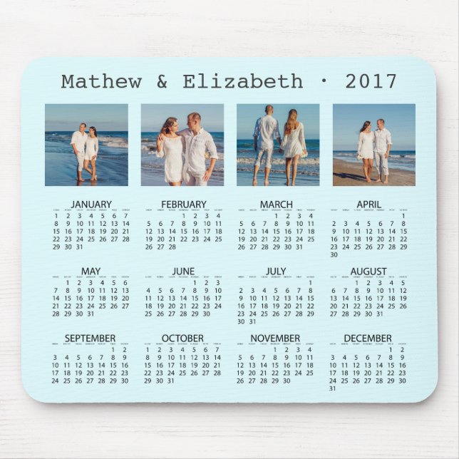 Couple Names and Photos | 2017 Photo Calendar Mouse Pad (Front)