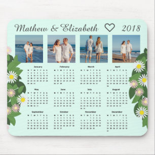 Couple Names and Photos 2018 Photo Calendar Mouse Pad