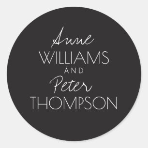 couple names black  classic round sticker