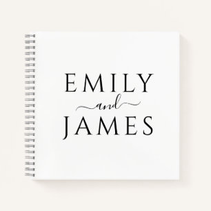 Couple Names Black White Wedding Guestbook Notebook