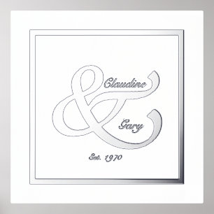 Couple Names & Date Foil Print Poster
