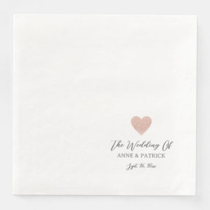 Couple Names Dusty Rose Wedding Heart  Napkin