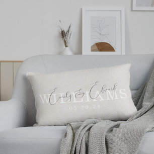 Couple Names Wedding Engagement Anniversary Gift Lumbar Cushion