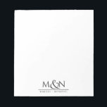 Couple Newlywed Ampersand Monogram Notepad<br><div class="desc">These simple elegant newlywed couple's monogram note pad feature initials joined by a pretty script ampersand with your names below. Simple minimal elegance.</div>