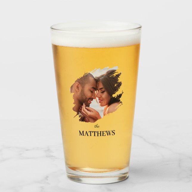 Couple Newlywed Simple Modern Photo Glass (Front Filled)