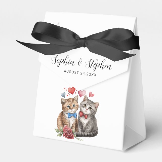 Couple of Cats in Love  Favour Box (Front Side)