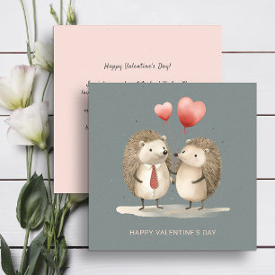 Couple of cute hedgehogs Valentine's Day Holiday Card