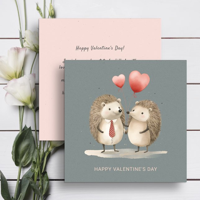 Couple of cute hedgehogs Valentine's Day  Holiday Card (Creator Uploaded)