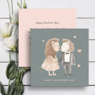 Couple of cute lions Valentine's Day  Holiday Card