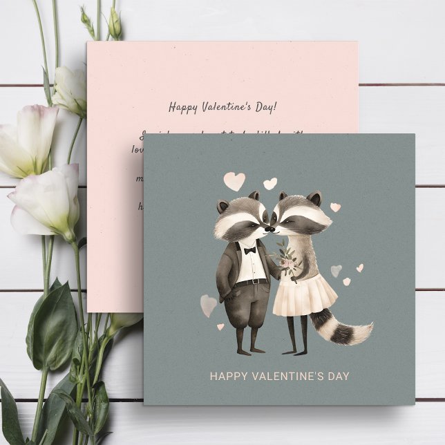 Couple of cute raccoons Valentine's Day  Holiday Card (Creator Uploaded)