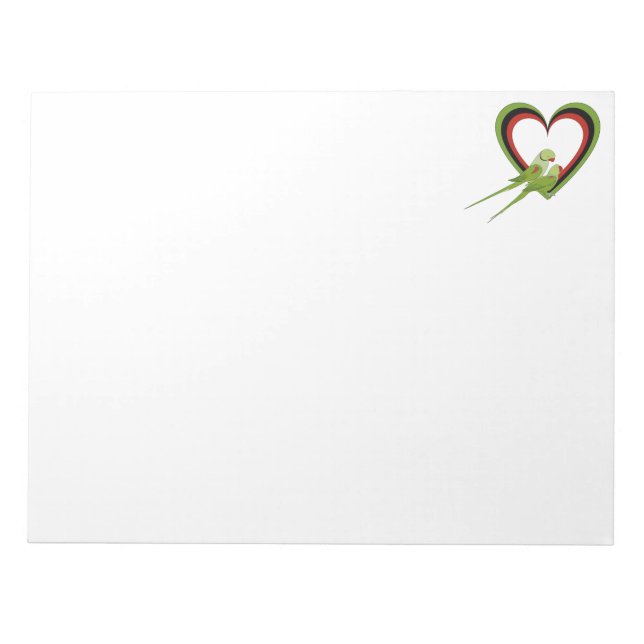Couple of Parrots in front of Hearts Notepad (Front)