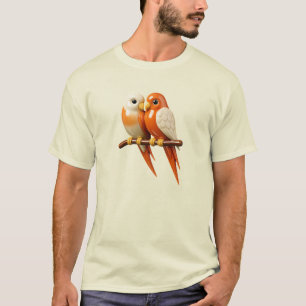 Couple of soft birds with porcelain reflections. T-Shirt
