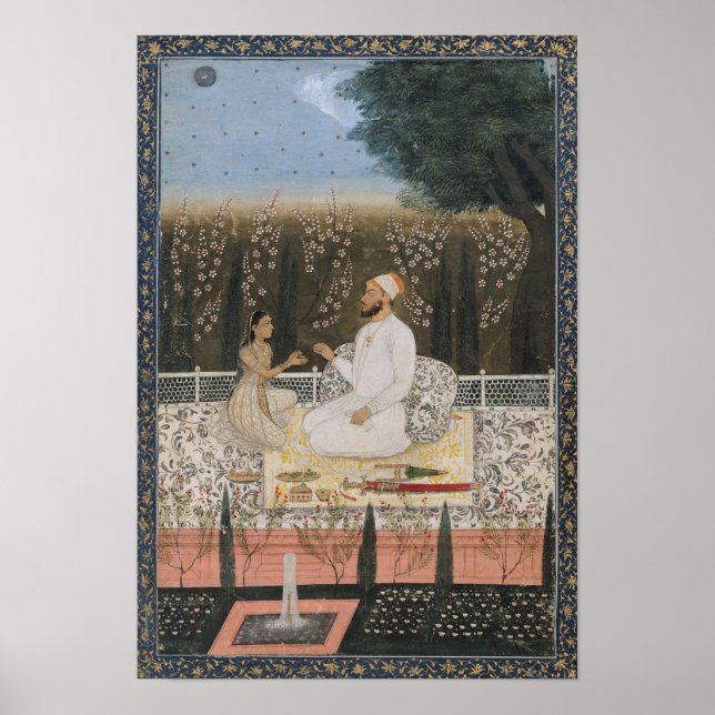 Couple on a Terrace in a Garden Poster (Front)