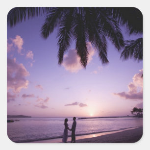Couple on beach, Windjammer Landing, St. Lucia Square Sticker