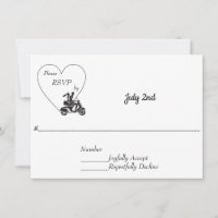 Couple on Motorcycle Wedding Invitation RSVP
