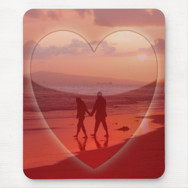 Couple on the Beach Valentine Mouse Pad (Front)