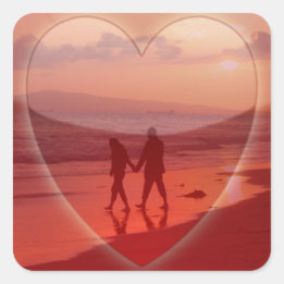 Couple on the Beach Valentine Square Sticker