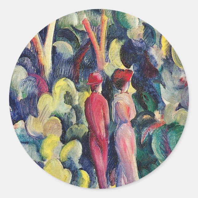 Couple on the Forest Track by August Macke Classic Round Sticker (Front)