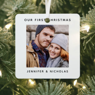 Couple Our First Christmas Photo Metal Tree Decoration