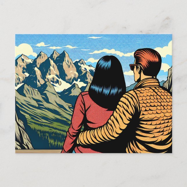 Couple overlooking a Scenic View   Postcard (Front)