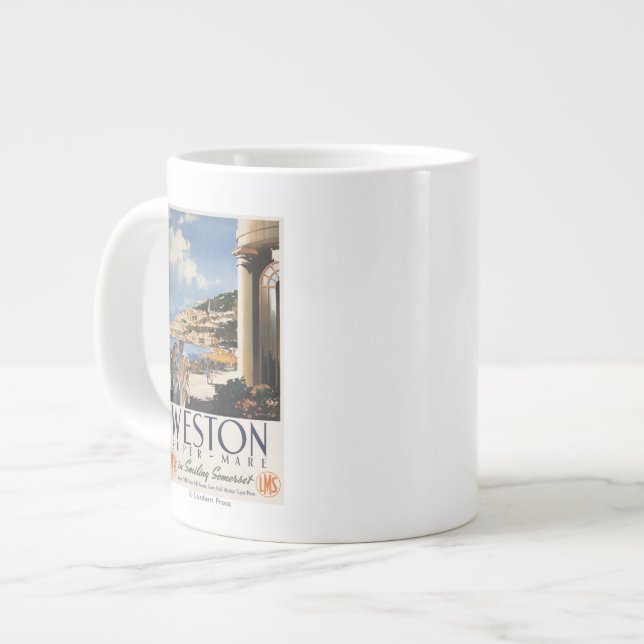Couple Overlooking Coast Railway Poster Large Coffee Mug (Front Left)