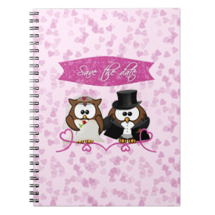 couple owl - save-the-date spiral notebook