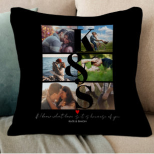 Couple Personalised Photo Collage Custom Quote Cushion