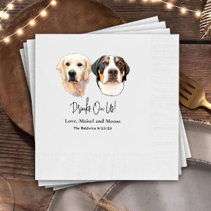 Couple Pet Hand Drawing Drinks on Me Napkins